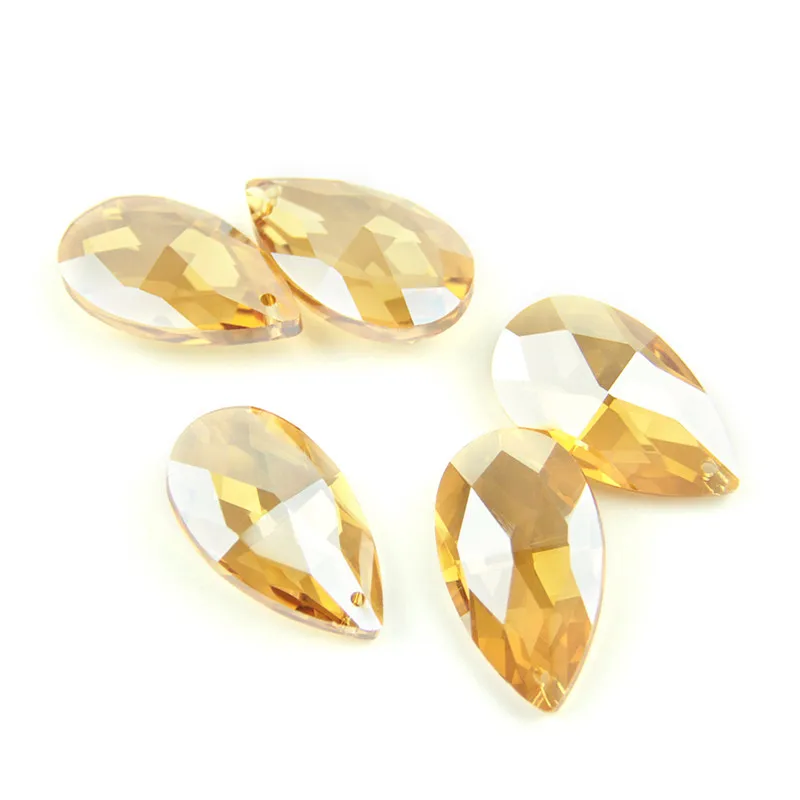 38mm Champagne Color 10 Pieces Crystal Hanging Prism Feng Shui Glass Teardrop Pendant Drop Parts Hanging Crystal Curtains