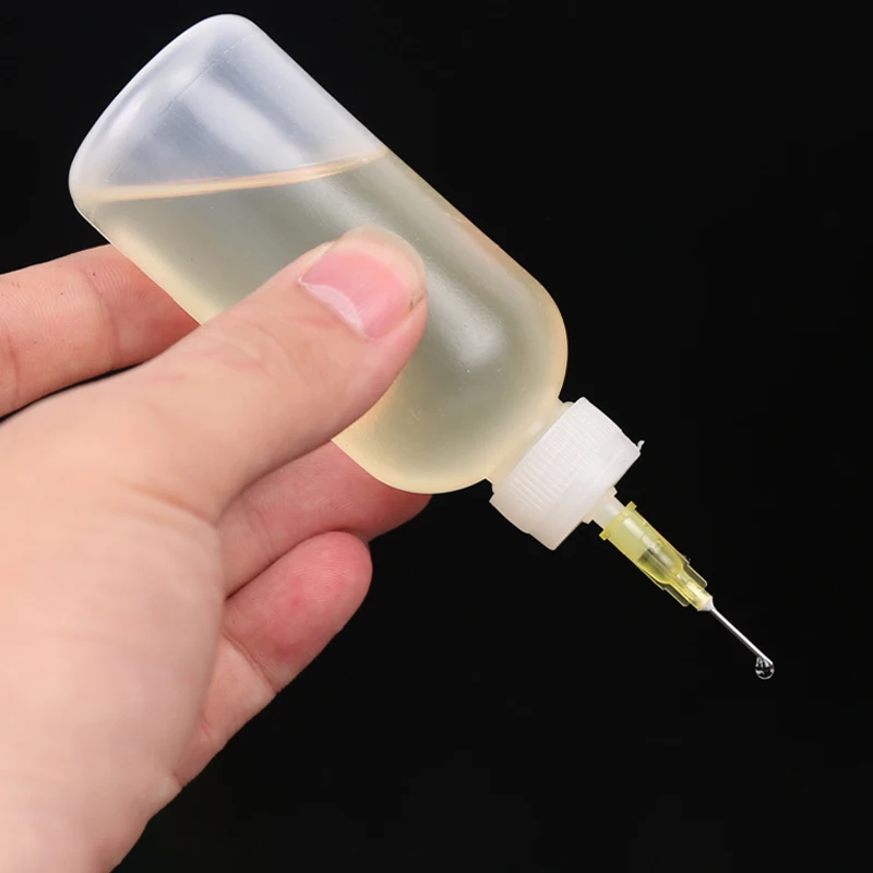 1Pcs 50ml Plastic Rosin Flux Alcohol Bottle Dispenser Dispensing Bottle Liquid Oil dropper bottles With 1 needle DIY tools