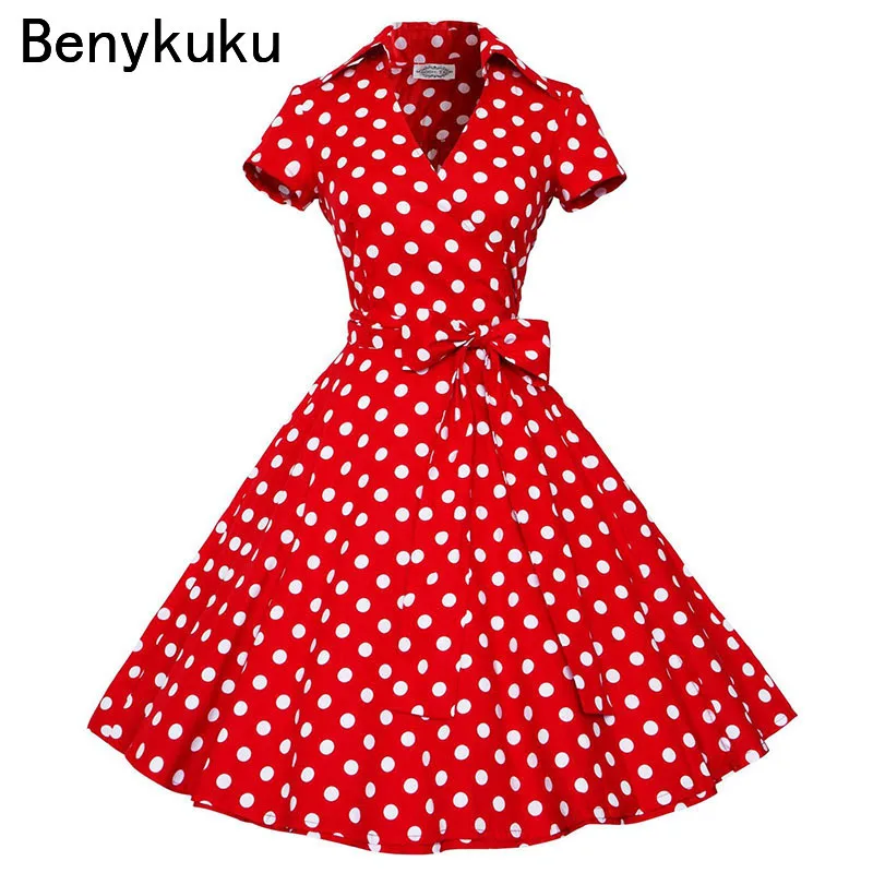 Audrey Hepburn 50s 60s Pinup Rockabilly Dress Summer Clothes for Women Polka Dot Robe Vintage Housewife Swing Dresses Vestidos