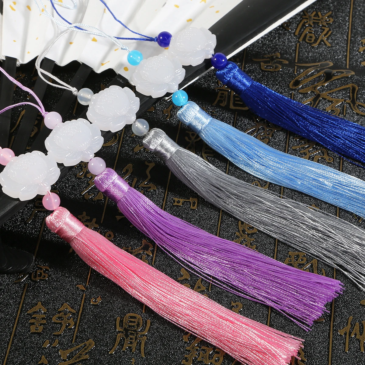 Colgante de flor de loto de estilo chino, borla de seda de algodón colorida para manualidades DIY, accesorios de joyería para decoración, 1 ud.
