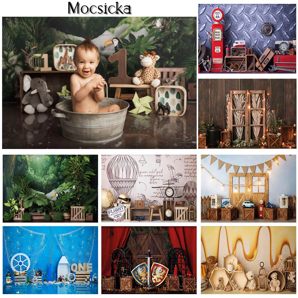 Bayi Baru Lahir Anak-anak Kue Ulang Tahun Pertama Sukses Fotografi Latar Belakang Dekorasi Baby Shower Ulang Tahun Foto Props Studio Booth Latar Belakang