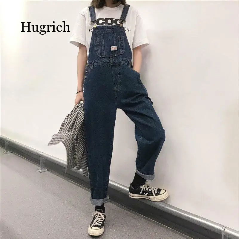 2021 Jumpsuits Women Bf Korean Style Spring Autumn Lovely Kawaii Daily All-Match Womens Loose Denim Casual Pockets New