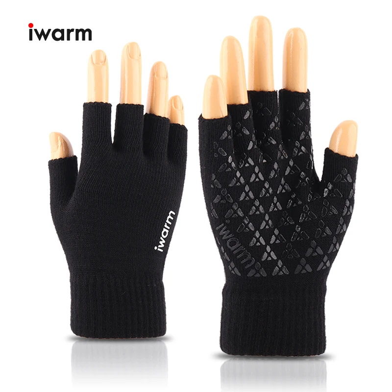 

Iwarm Autumn Winter Men's and Women's Fingerless Gloves Work Sport Outdoor Gloves Couples Mittens