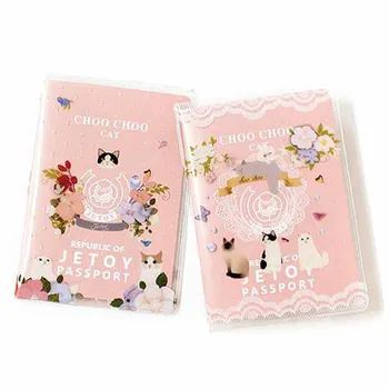 Travel Accessories Women Passport Holder Cute Cat PVC Leather Transparent Travel Passport Cover Case Card ID Holders For Wedding