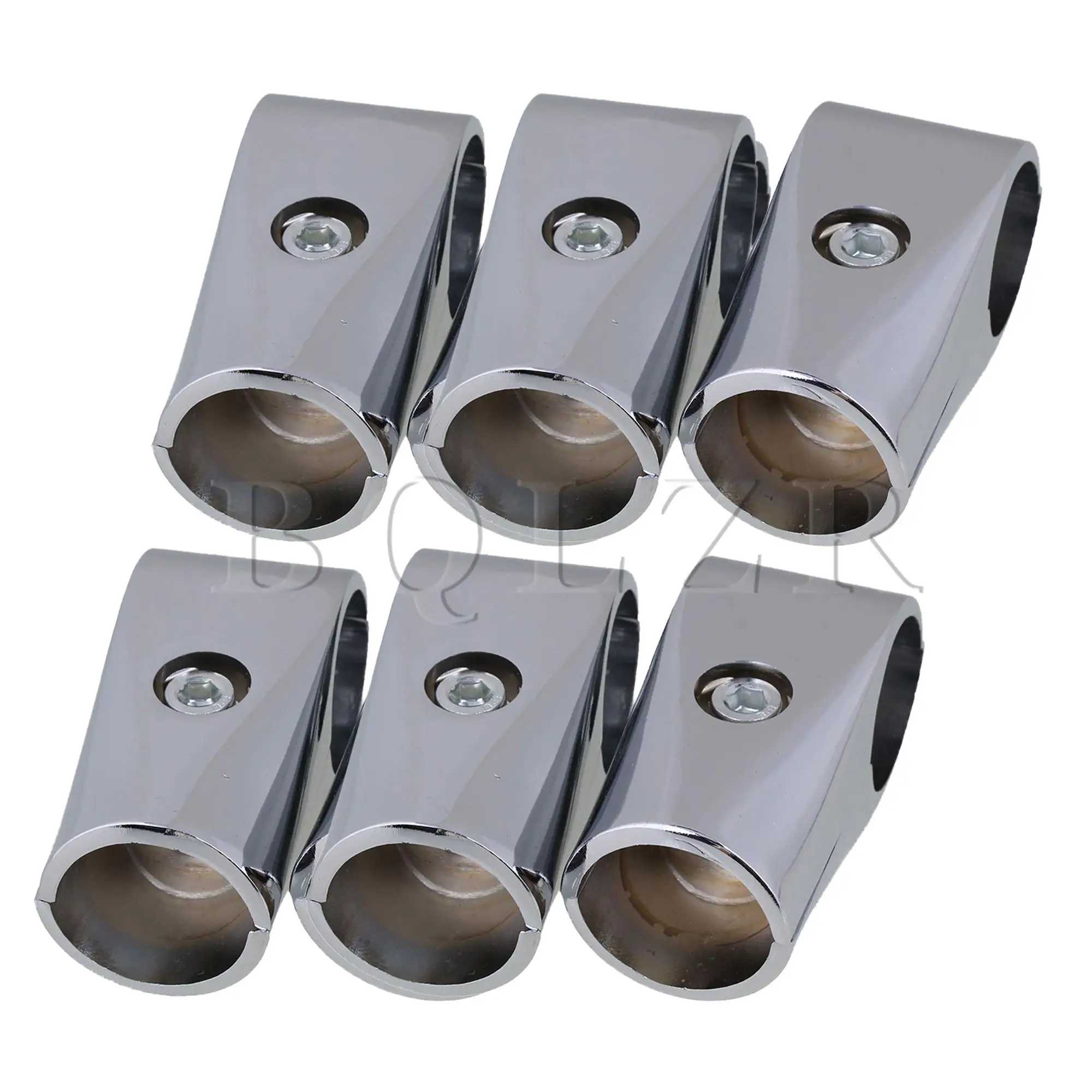 BQLZR 6pcs Aluminum Alloy Pipe Clamps Connector for 32mm ID Round Tube Silver