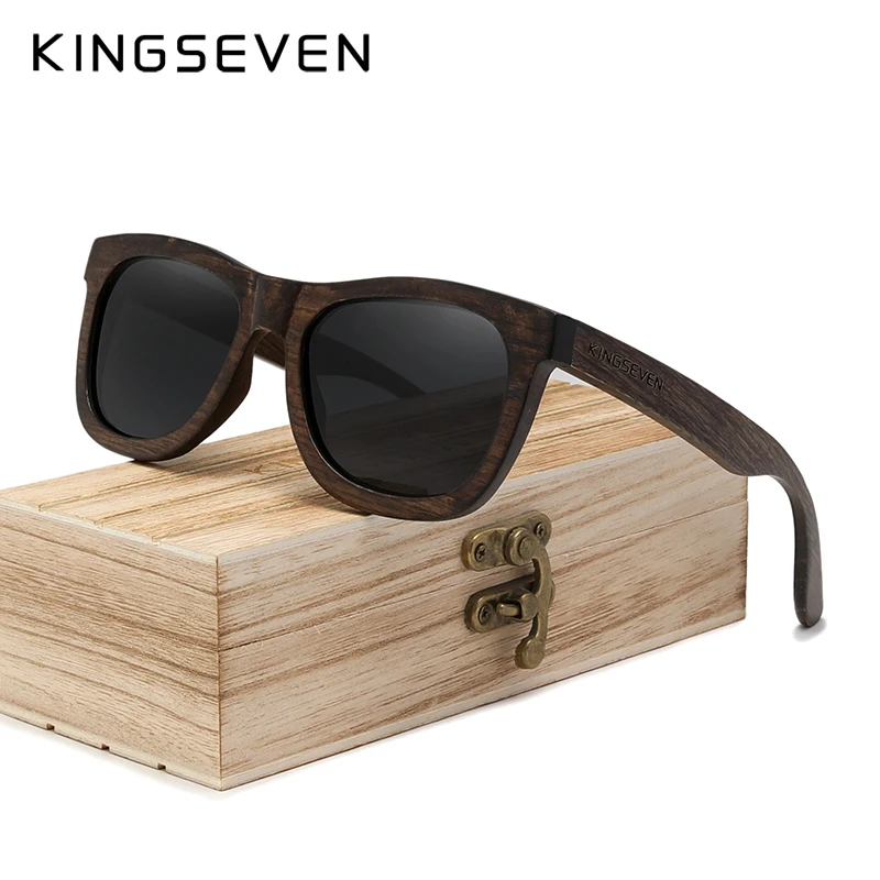 KINGSEVEN 2023 Handmade Precious Wood Sunglasses Men Polarized Lens Vintage Women Sunglasses High Quality With Glasses Case