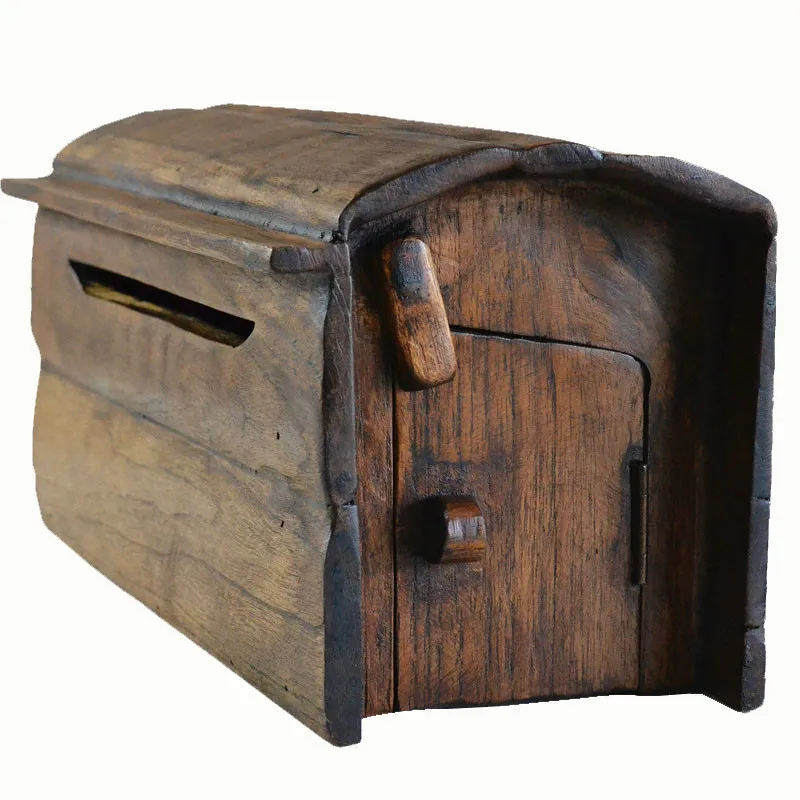 Manual Outdoor Mailbox Gardening Long Wood Villa Mailboxes Wall Cool Ancient Outdoor Bar Decoration mailbox  inbox