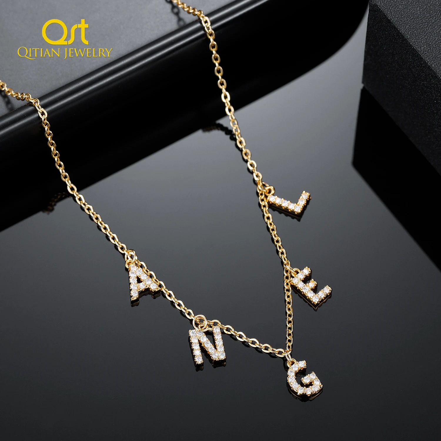 

Custom Crystal Name Necklaces 9mm Letters Necklace For Women Personalise Number Name Chain Pendant Jewelry Birthday Best Gift