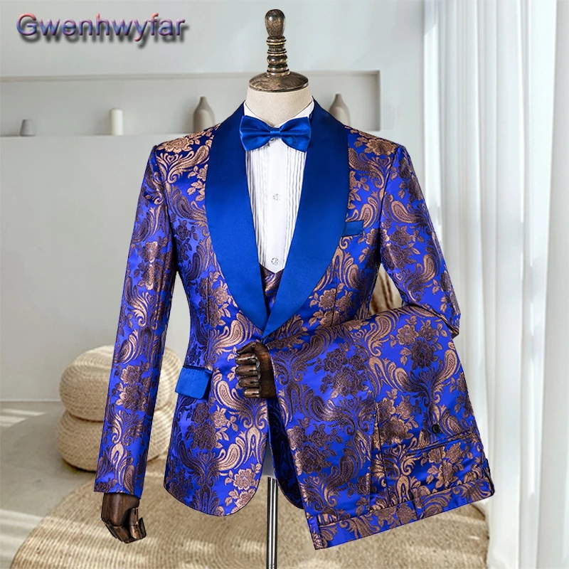 

Gwenhwyfar 2023 New Style Suit Men's Handsome England Casual Three Pieces Set Custom Made Shawl Lapel Groom Wedding Dress Tuxedo