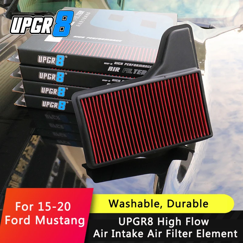 QHCP Car Air Intake Element Replace Grille Air Filter High Flow For Ford Mustang 2015 2016 2017 2018 2019 2020 20-22 Accessories