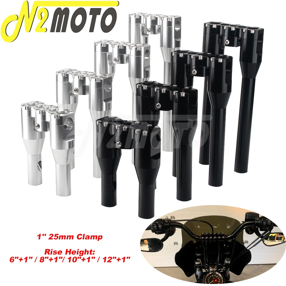 

1'' Clamp Straight Modular Handlebar Risers Kit for Harley Dyna Street Bob Softail Sportster CVO FXS Motorbike Upright Riser