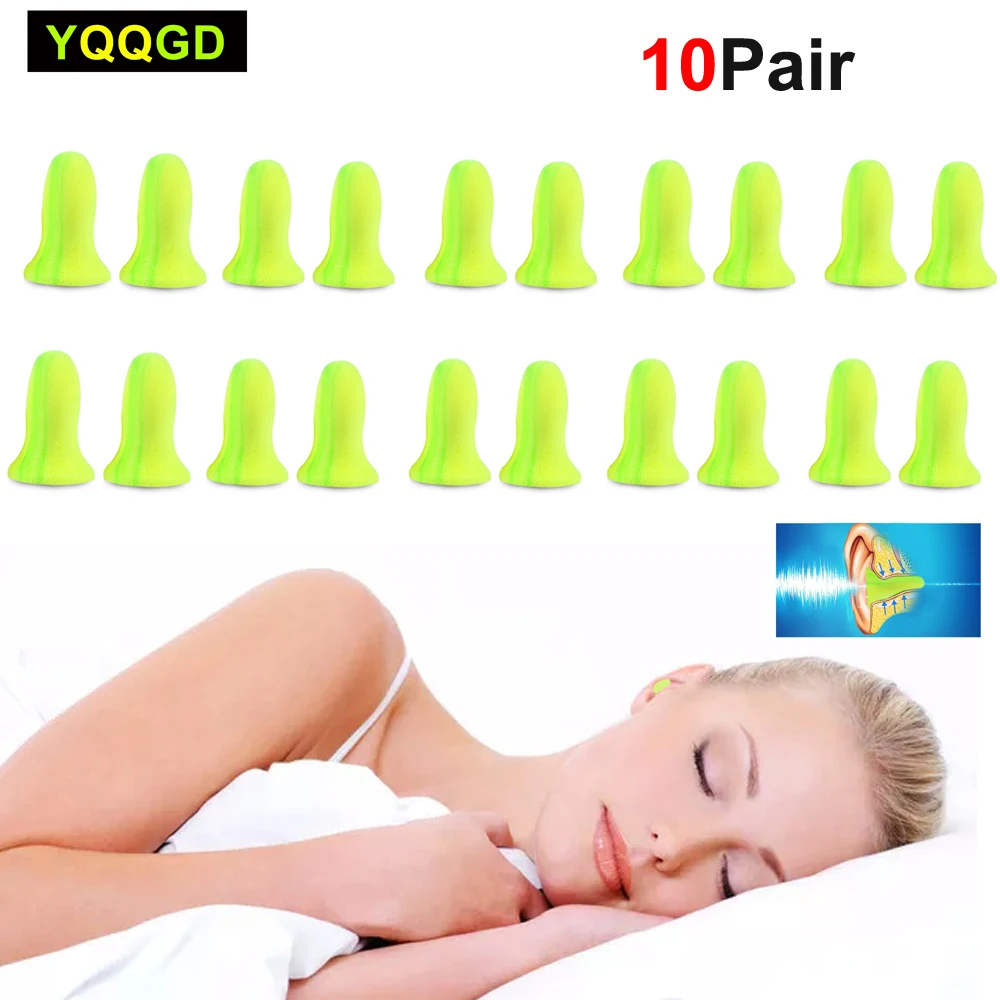 

10Pair Ultra Soft Foam Earplugs Comfortable 35dB-60dB SNR Ear Plugs for Sleeping Snoring Travel Concert Studying Loud Noise Work