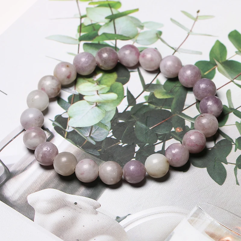 Natural Lepidolite Bracelet Bracelet Fashion Strand Jewelry Cleansing Healing Stone Bracelets Handmade Wrist Accessories