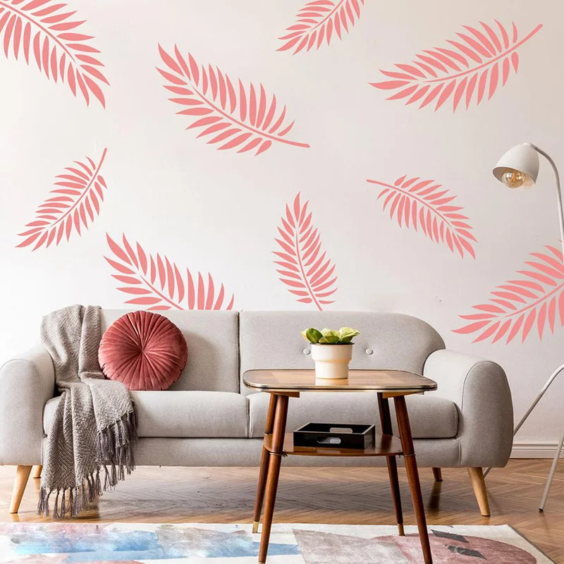 36 pezzi Boho Leaf Botanical Fern Wall Sticker Foglie di palma tropicale Foresta della giungla Decalcomania della parete Soggiorno Sala giochi