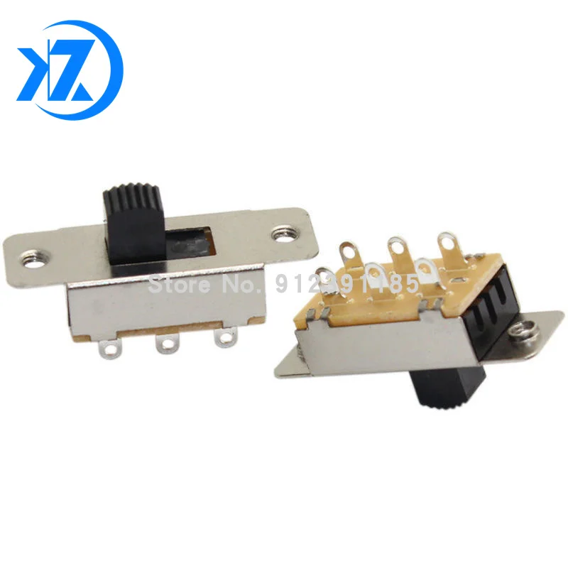 10PCS SS-23F19 2P3T-G8Double pole three throw 3 position slide switch 6 solder lug pin DIP type without fixed pin SS-23F19  G8