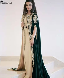 Caftani marocchini verde scuro abiti da sera ricamo Appliques elegante abito lungo formale Dubai arabo elbise abiye Party Dress