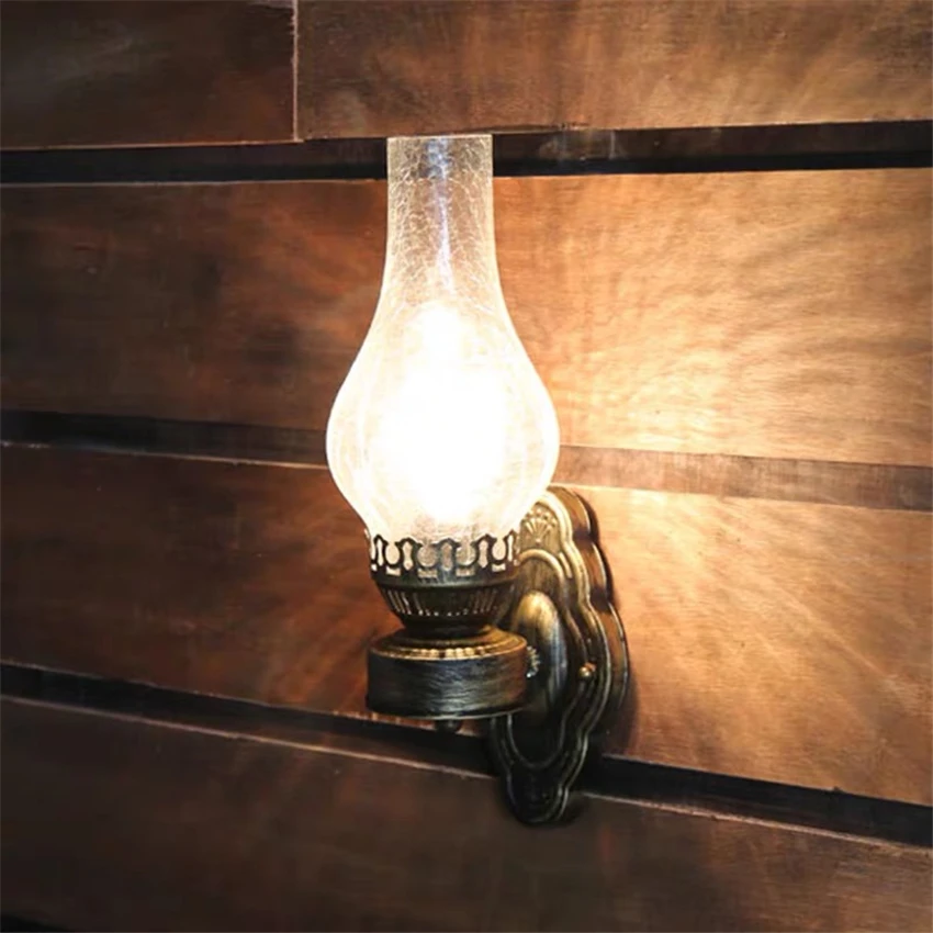Chinese retro iron horse lamp kerosene wall lamps hotel aisle bar vintage corridor aisle antique wall
