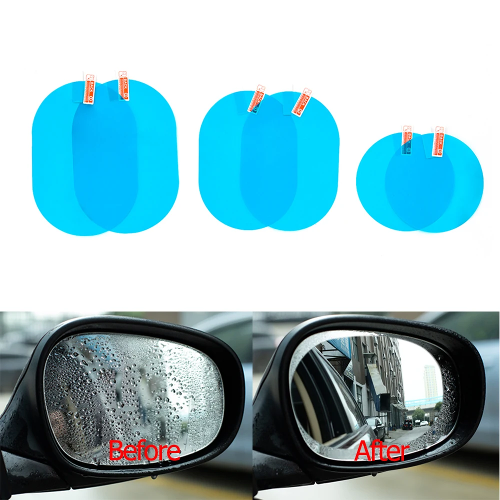 2Pcs Anti Fog Car Sticker Car Mirror Window Clear Film Car Rearview Mirror Protective Film Waterproof