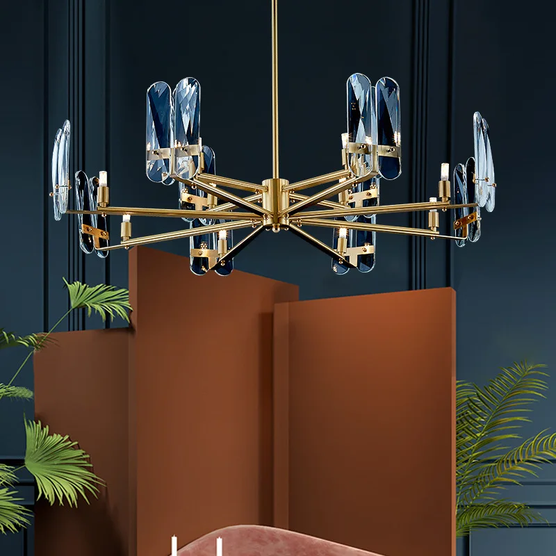 

Copper Led Chandeliers Aqua Blue Crystal Chandelier Lighting For Bedroom Living room Modern Luxury Hanging Lamp lustre pendente