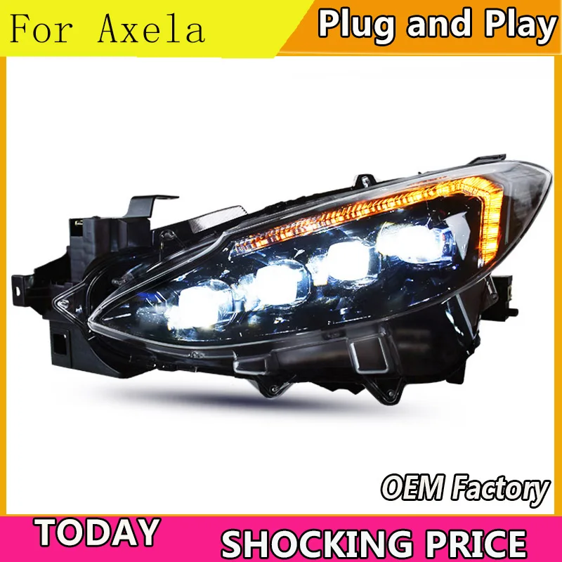 Car Styling For Mazda 3 Axela 2014-2016 Axela Head Lights Angel Eyes Fog Lights Daytime Running Lights