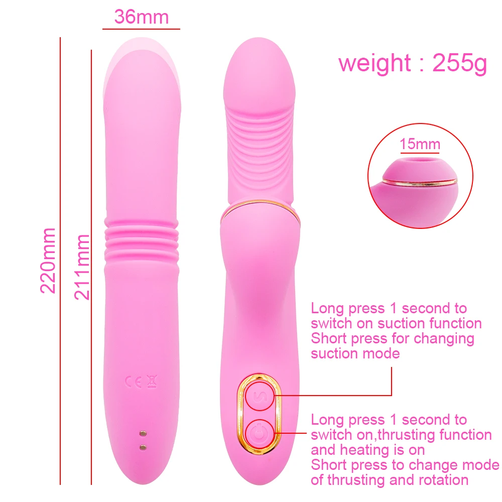 Clitoral Sucker Vagina Vibrator Heating Thrusting Sucking Vibrating Dildo Nipple Sex Toy for Adults 18 Women Masturbator Product