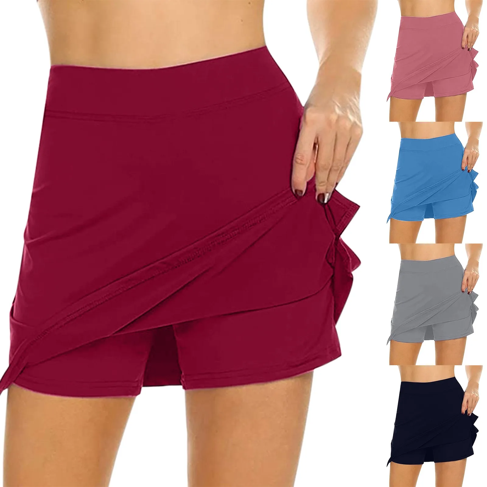 

Women Running Shorts Skirt High Waist New Shorts Mesh Double Layer Print Patchwork Fitness Shorts Sports Short Skirt юбка 2021