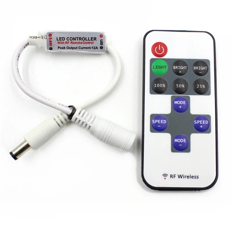 DC 5V 12V 24V 12A Mini RF Wireless LED Remote Controller Led Dimmer Driver For Single Color LED Strip SMD 5050/3528/5730/3014