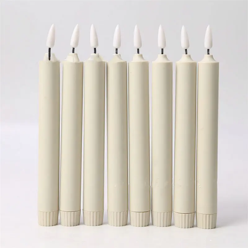 Pack of 12 Remote controlled Flickering Light LED Candle Amber/Warm White Battery powered Taper Candlestick 3D Wick 25.5CM(H)