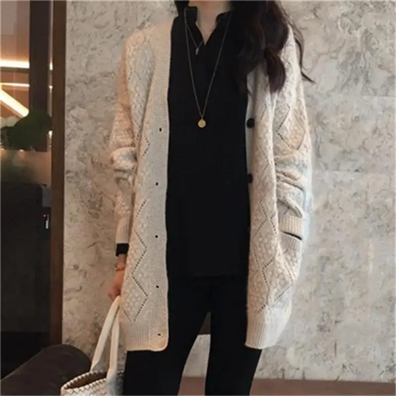 

Autumn Winter long cardigan fashion sweaters women cardigan Cashmere sweater women Casual Long Sleeve knitting Sweater Tops