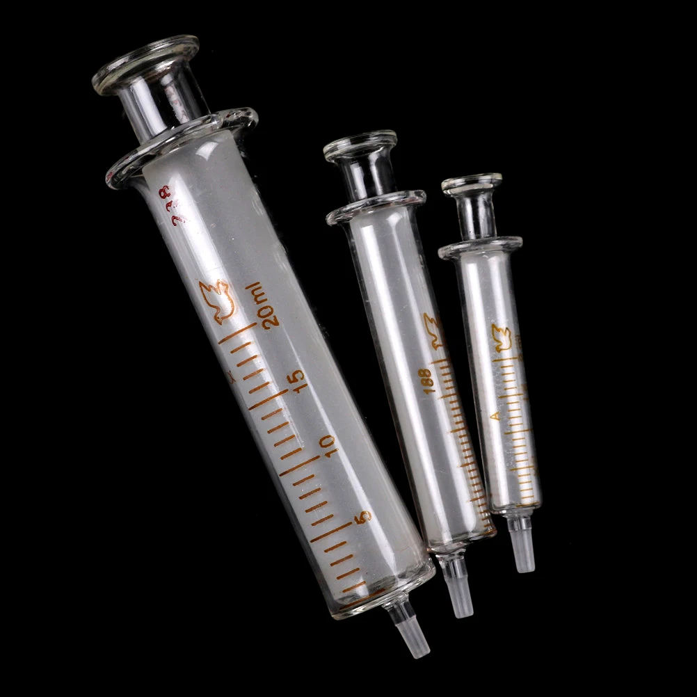 2ML 5ML 10ML 20ML Di Vetro Siringa Injector Campionatore di Erogazione Con Inchiostro Medicina Chimica