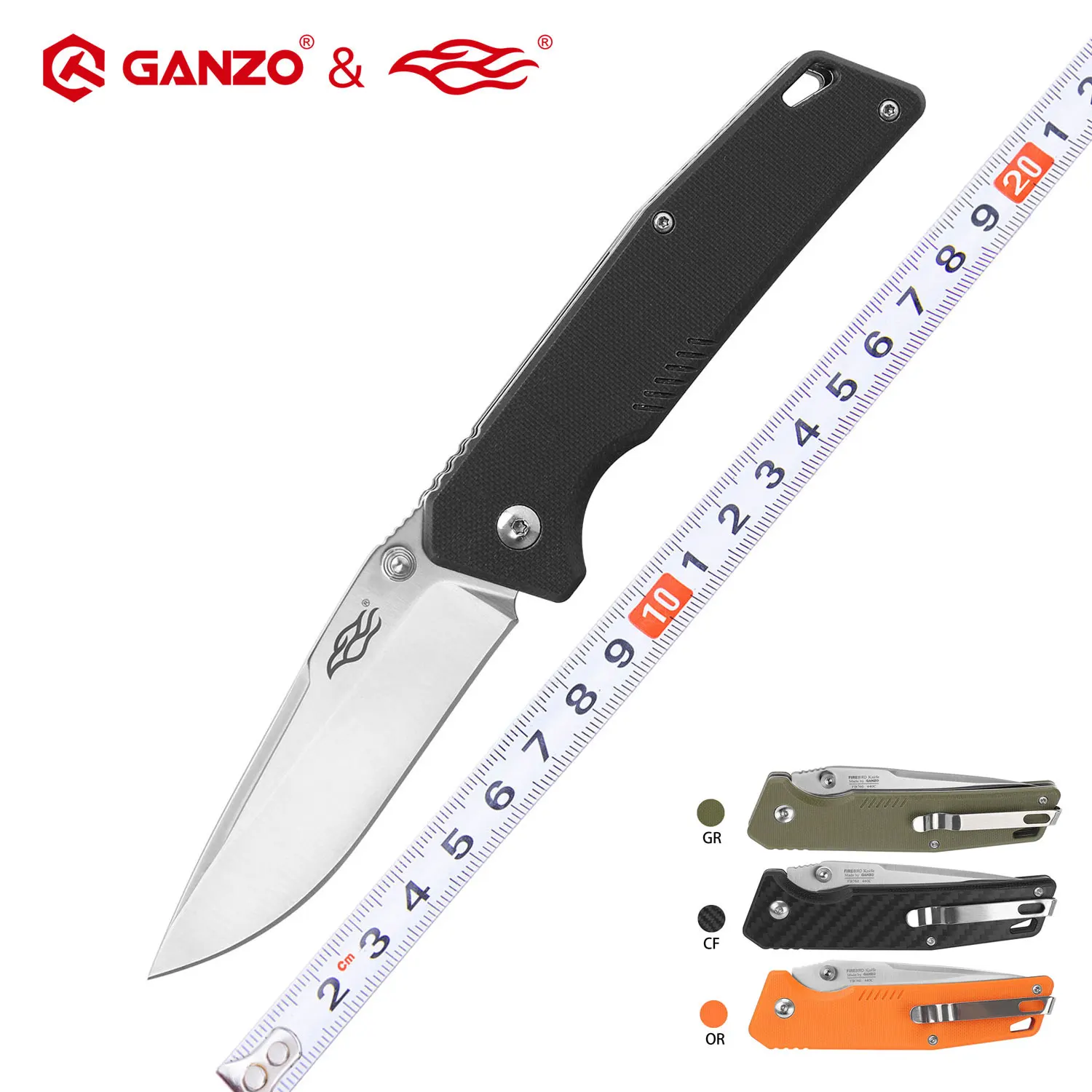 Ganzo Firebird FB7601 58-60HRC 440C G10 o mango de fibra de carbono con mecanismo de rodamientos de bolas, cuchillo plegable de bolsillo, herramienta EDC