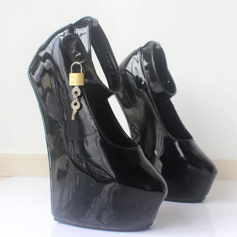 Special Fashion 20CM Hoof Heels Hide Platform Ankle Lockable Straps Sexy Shoes Size 36-46