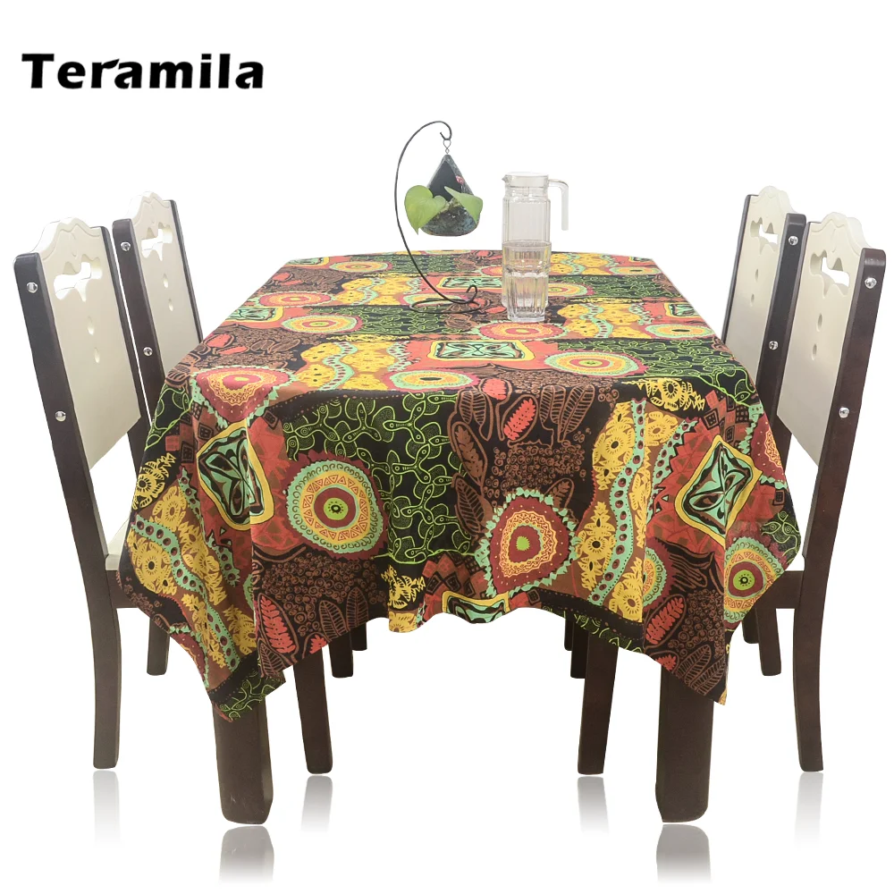 Teramila Customize Hard Cotton Linen Table Cloth for Family Dining Table Cover, Upholstery Fabric with Locked Edges, ≥140cm