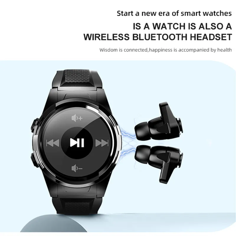 Smart watch binaural bluetooth headset heart rate blood pressure sports pedometer smartwatch music call bracelet app wristband