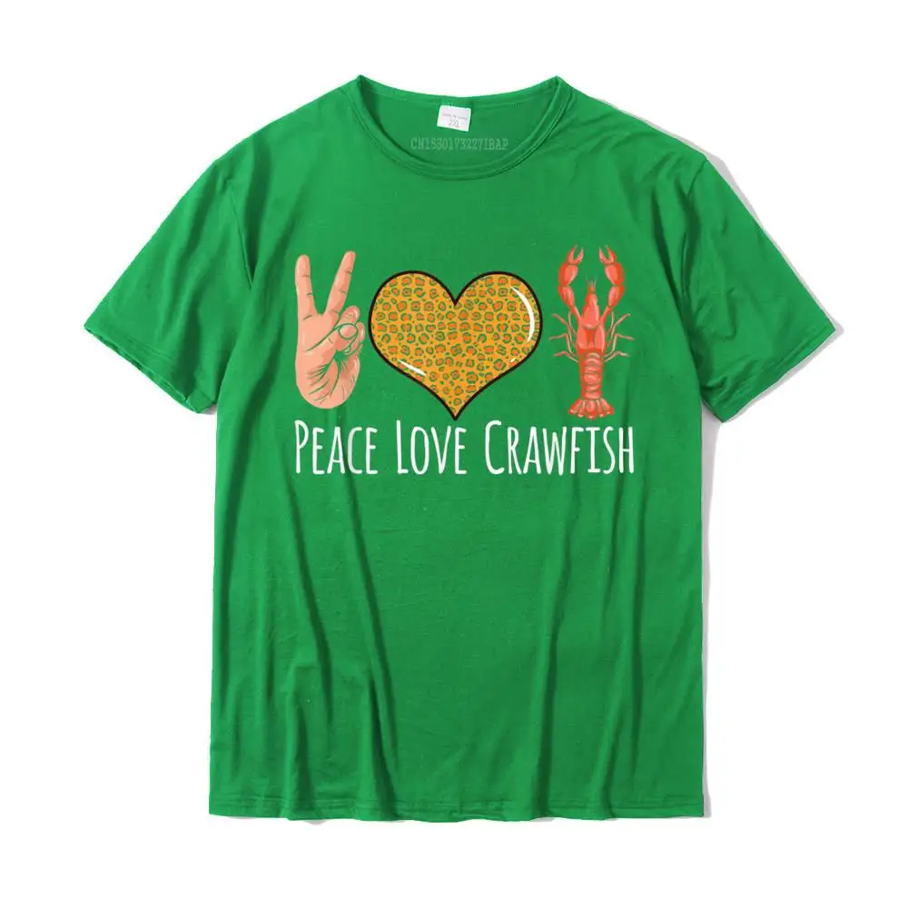 Funny Peace Leopard Love Crawfish Cajun T-Shirt Camisas Hombre Tops Shirts Fashionable Printed Cotton Mens T Shirt Printed