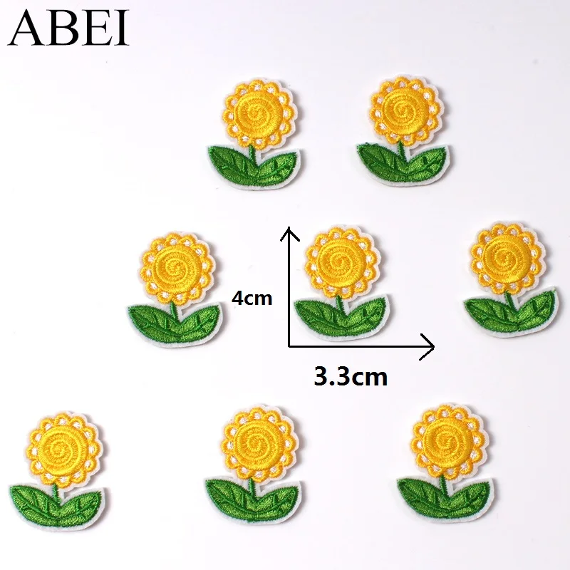 10pcs Cartoon Sunflower Patch DIY Fabric Patches Iron On Stickers Sewing Jeans Badge Handmade Bags Apparel Suits Shoes Appliques