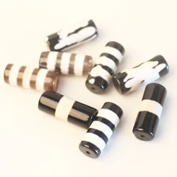 6pcs , 8x20mm Black White Tube Dzi agates Beads , For DIY Jewelry Making ! We provide mixed wholesale for all items !