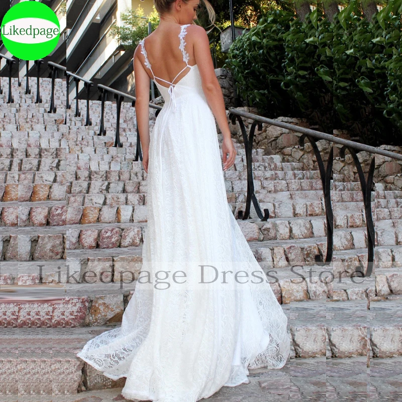 Vintage dentelle plage robes De mariée 2020 Vestidos De Novia Sexy robes De mariée dos nu Simple Boho Robe Mariage pour les femmes