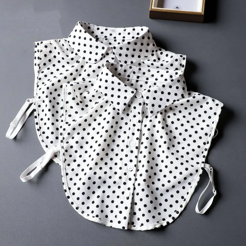 Dot Print Fake Collar Women Detachable Collars Black Vintage Stand Ladies Lapel Tie False Collars Woman Half Shirt Neckwear