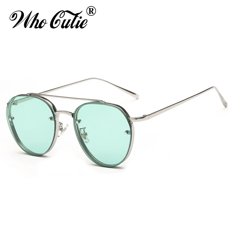WHO CUTIE 2025 Round pilot Sunglasses Men Women Brand Designer Vintage Pink Clear Lens Flat Top Sun Glasses Shades Oculos 525
