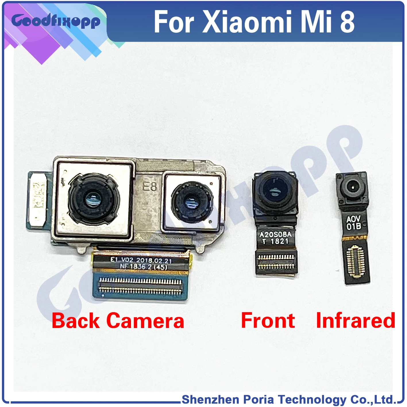 

100%Tested High Qual For Xiaomi Mi 8 Mi8 M1803E1A Phone Camera Modules Back Camera Front Camera Big small Camera Infrared Camera