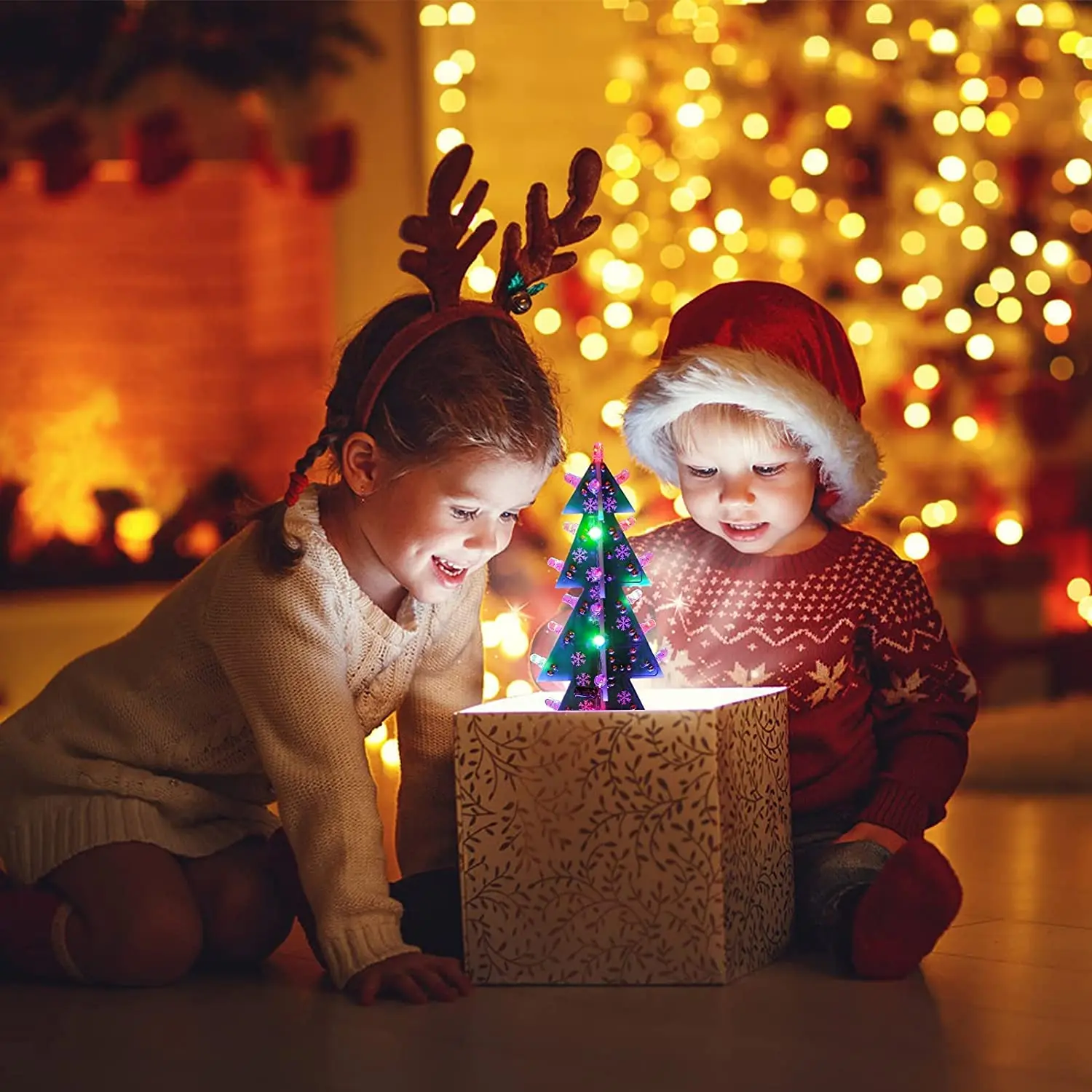 DIY 3D RGB Auto-Rotate Flash LED Circuit Music Christmas Trees LED Kit  Led Module Flashing Breathing Light Soldering Training