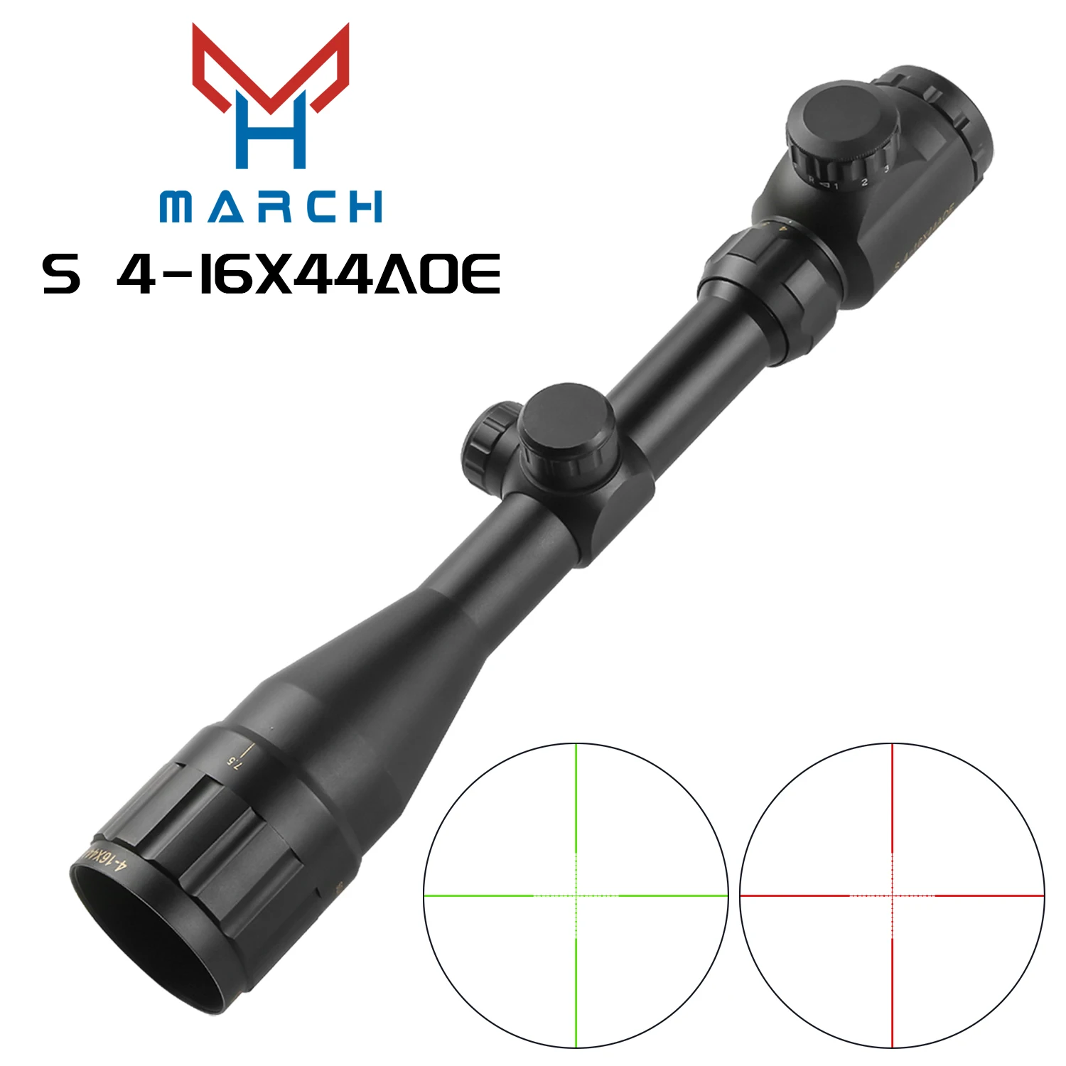 MARCH S4-16X44AOE Tactical Riflescopes Spotting Rifle Scope for Hunting Optical Collimator Air Gun Sight  Red Green Illumination