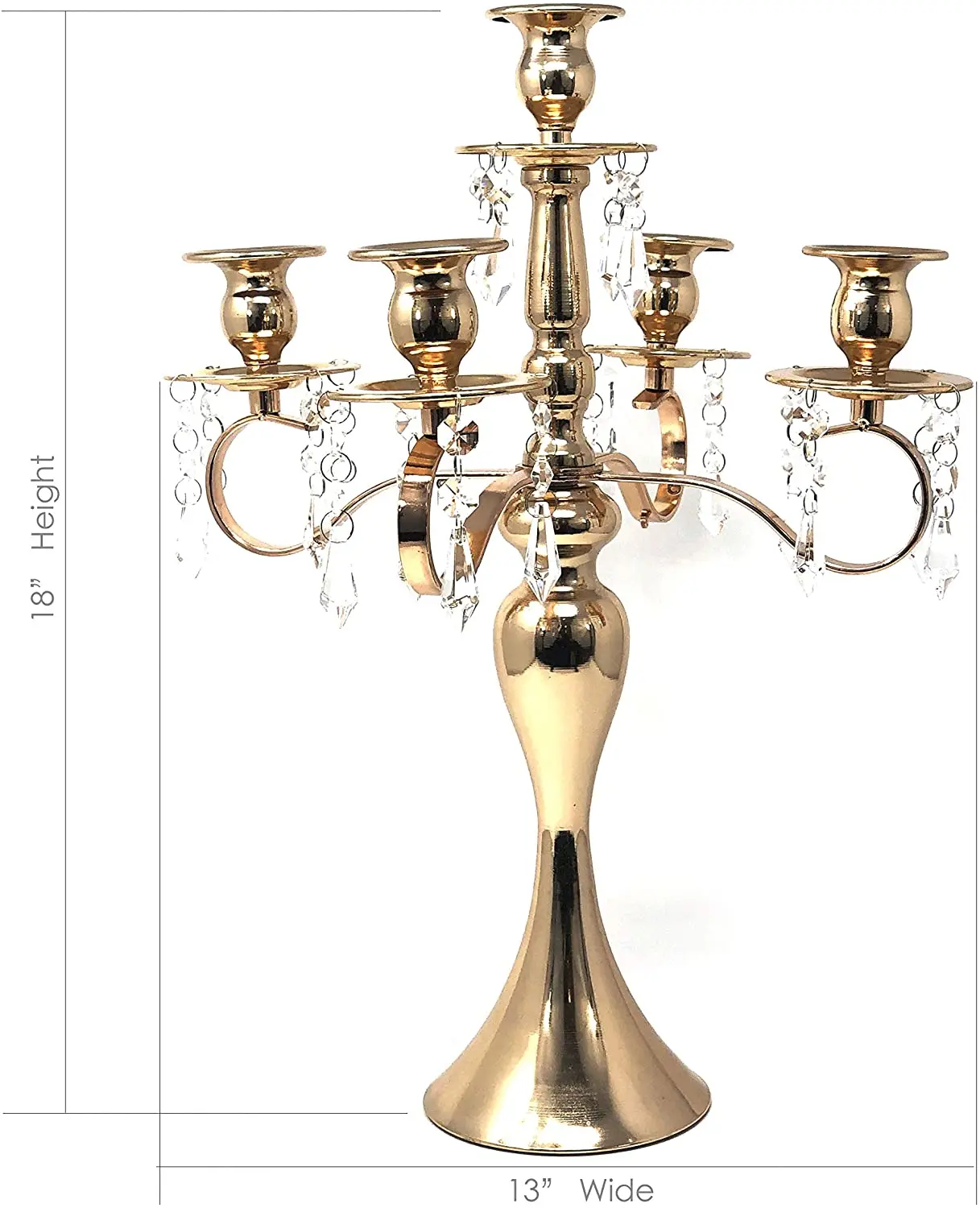 

12pcs 45cm tall)5-Arm Gold Plated Taper Candle Holder Candlestick Candelabra qq433