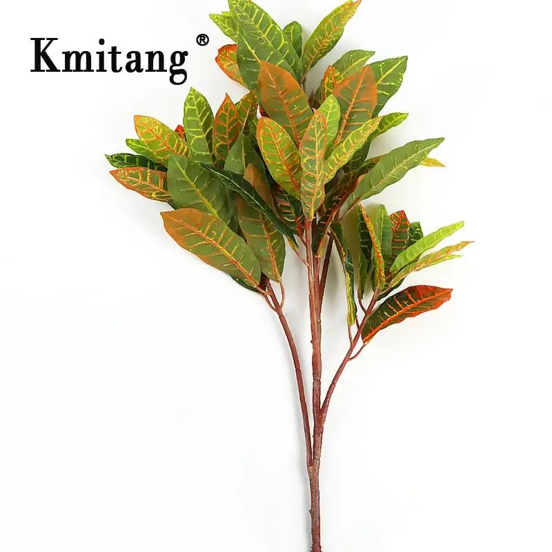 80cm 5fork Large Tropical Artificial Tree Leaves Fake Ficus Plant Branch Plastic Magnolia Leafs for Garden Party Home Decoration