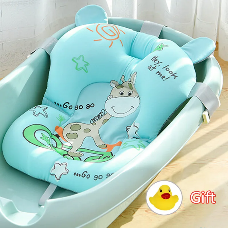 Baby Bath Seat Support Mat Foldable Baby Bath Tub Pad & Chair Newborn Bathtub Pillow Infant Anti-Slip Soft Comfort Body Cushion