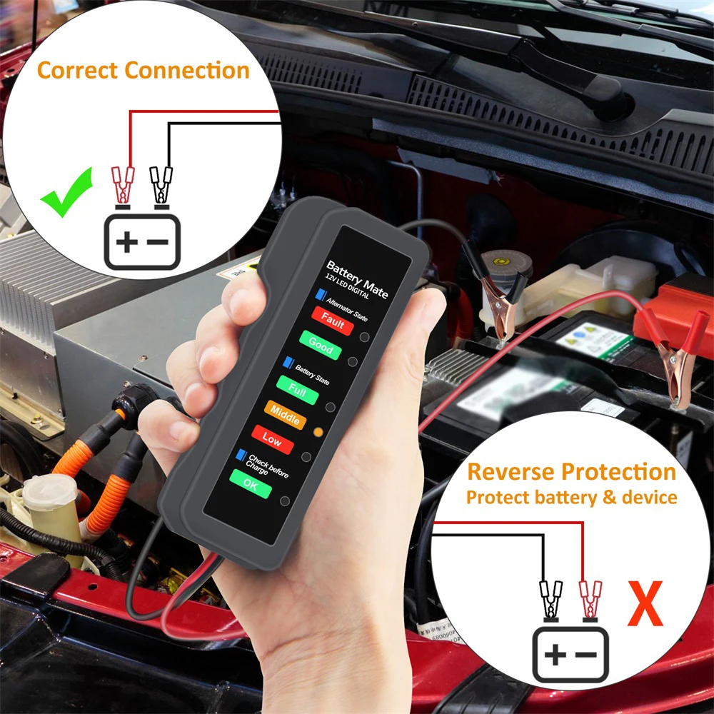 OBDMONSTER 12 V Tester akumulatora samochodowego Test alternatora pojazdu 12 V bateria sprawdź narzędzie diagnostyczne dla samochodów i motocykli