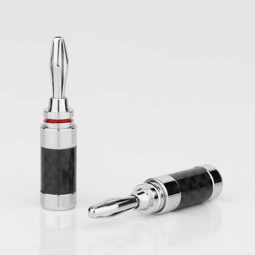 8/12 Schwarzer Kohlefaser-Lautsprecher-Bananenstecker Messing Rhodium-Beschichteter Lautsprecher-Audio-Video-Bananenstecker DIY Bananenanschluss – Detail 3