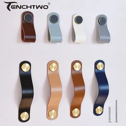 TENCHTWO Modern Kitchen Dresser Drawer Furniture Handles Gold Door Knob Wardrobe Shoe Cupboard Cabinet Pulls Brown Leather