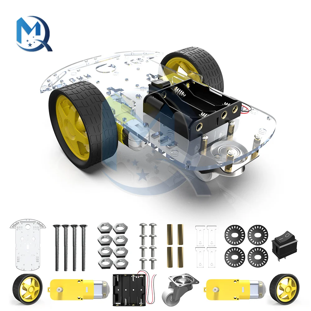 Inteligentny Robot samochodowy 2WD podwozie silnika/śledzenie zdalnego sterowania napęd na dwa koła trzykołowe uniwersalne części kół dla Arduino